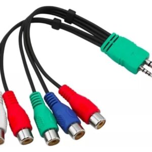Cabo P1 P2 Para 5 Rca Femea Av Vídeo Componente E Audio Vermelho Branco Azul Verde Jack